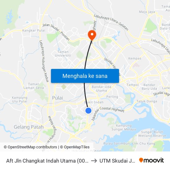 Aft Jalan Changkat Indah Utama to UTM Skudai Johor map