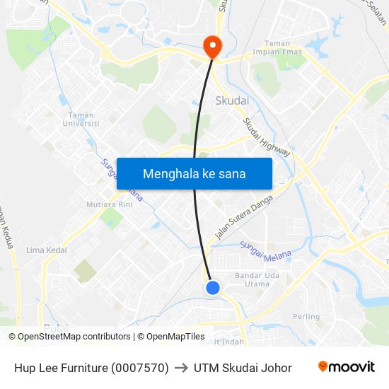 Taman Nusa Bestari 3 to UTM Skudai Johor map