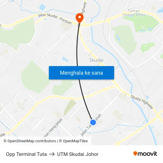Opp Terminal Tuta to UTM Skudai Johor map