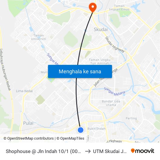 Opp Persiaran Indah (3) to UTM Skudai Johor map