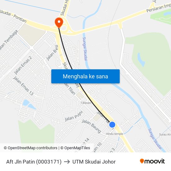 Tm Skudai to UTM Skudai Johor map