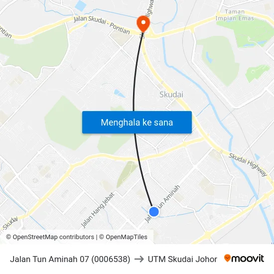 Jalan Tun Aminah 07 (0006538) to UTM Skudai Johor map