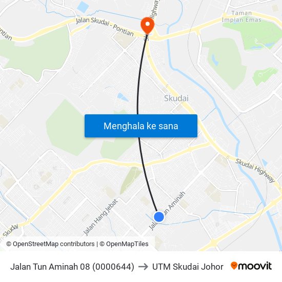 Jalan Nakhoda 2 Shophouses to UTM Skudai Johor map