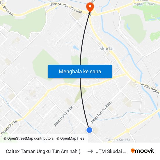 Caltex Taman Ungku Tun Aminah (0000433) to UTM Skudai Johor map