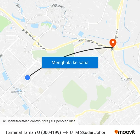 Terminal Taman U (0004199) to UTM Skudai Johor map