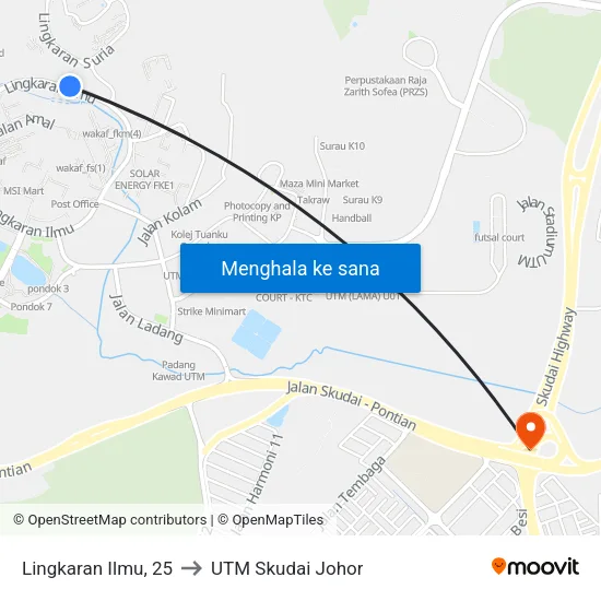 Lingkaran Ilmu, 25 to UTM Skudai Johor map