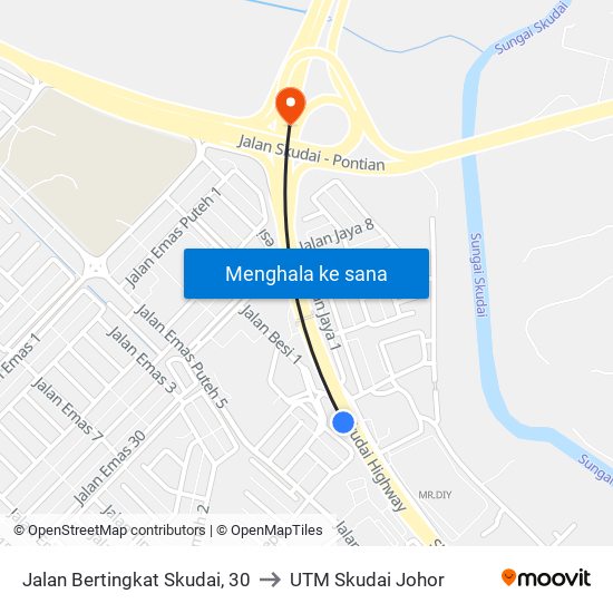 Jalan Bertingkat Skudai, 30 to UTM Skudai Johor map