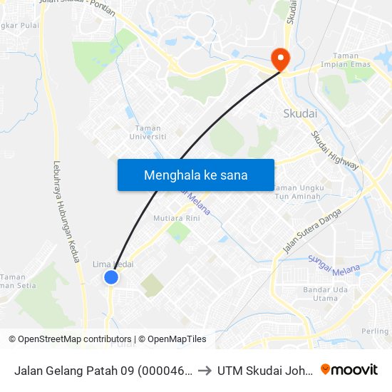 Jalan Gelang Patah 09 (0000462) to UTM Skudai Johor map