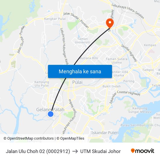 Jalan Ulu Choh 02 (0002912) to UTM Skudai Johor map