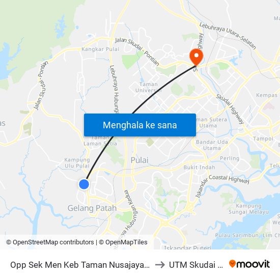 Opp Sek Men Keb Taman Nusajaya (0002894) to UTM Skudai Johor map