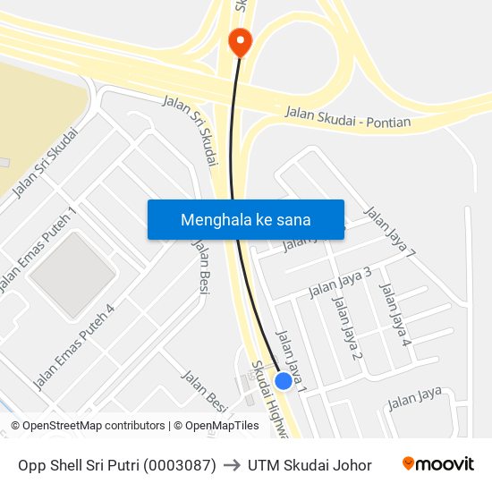 Opp Shell Tmn Puteri Skudai to UTM Skudai Johor map