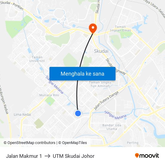 Jalan Makmur 1 to UTM Skudai Johor map