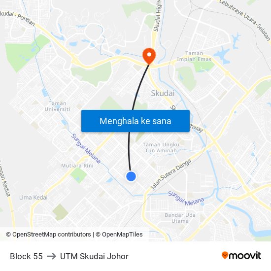 Block 55 to UTM Skudai Johor map