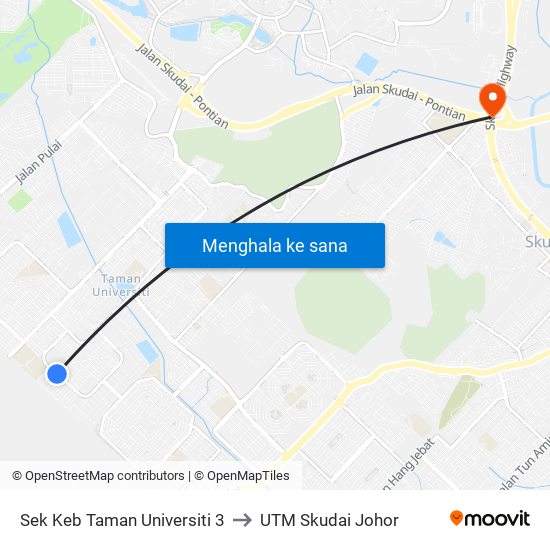 Sek Keb Taman Universiti 3 to UTM Skudai Johor map