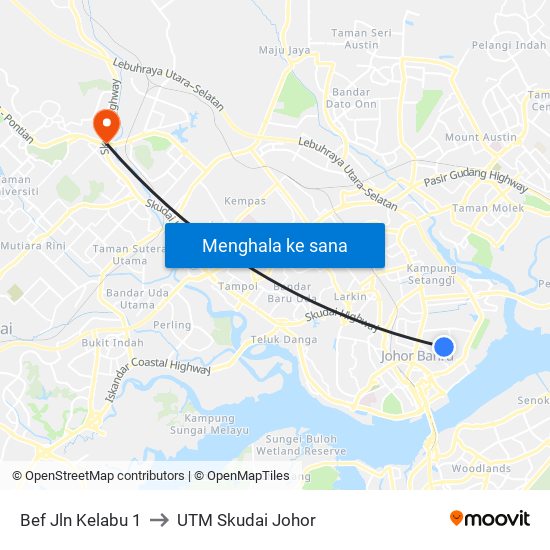 Bef Jln Kelabu 1 to UTM Skudai Johor map