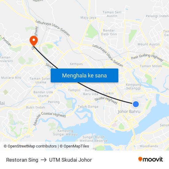 Restoran Sing to UTM Skudai Johor map