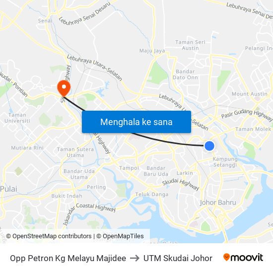 Opp Petron Kg Melayu Majidee to UTM Skudai Johor map