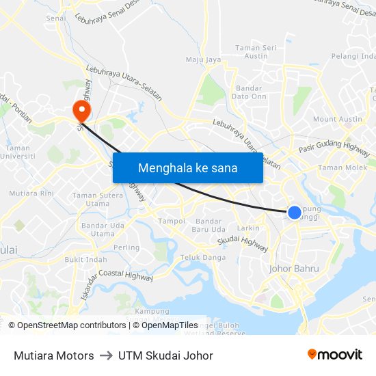 Bhpetrol Kg. Dato Sulaiman Menteri to UTM Skudai Johor map