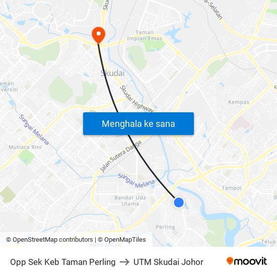 Opp Sk Taman Perling to UTM Skudai Johor map