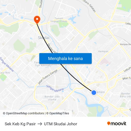 Sek Keb Kg Pasir to UTM Skudai Johor map