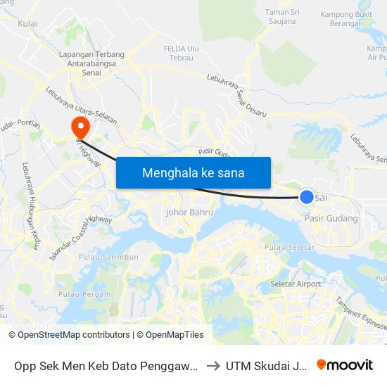 Opp Sek Men Keb Dato Penggawa Timur to UTM Skudai Johor map