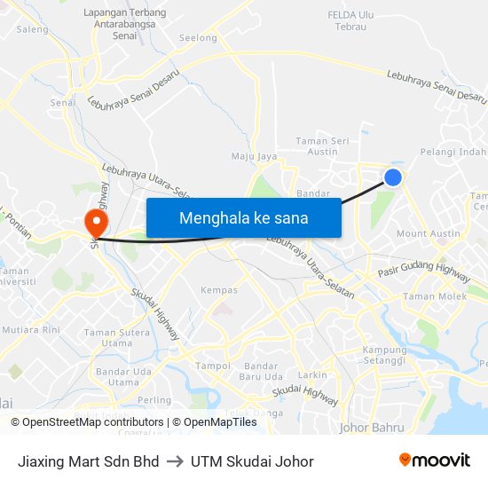 Jiaxing Mart Sdn Bhd to UTM Skudai Johor map