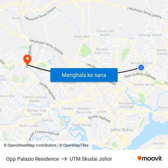 Opp Palazio Residence to UTM Skudai Johor map