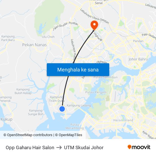 Opp Gaharu Hair Salon to UTM Skudai Johor map