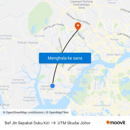 Bef Jln Sepakat Duku Kiri to UTM Skudai Johor map