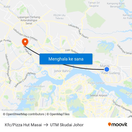 Opp Kipmall Masai to UTM Skudai Johor map