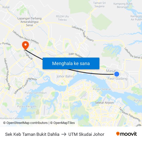 Sek Keb Taman Bukit Dahlia to UTM Skudai Johor map