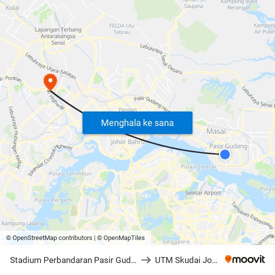 Stadium Perbandaran Pasir Gudang to UTM Skudai Johor map