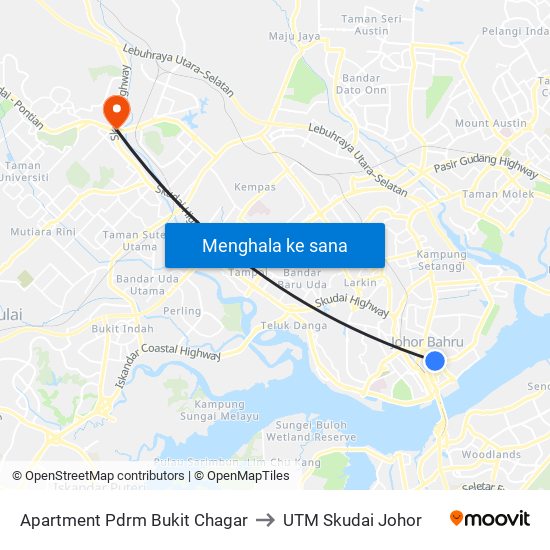 Apartment Pdrm Bukit Chagar to UTM Skudai Johor map