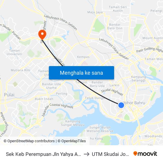 Sek Keb Perempuan Jln Yahya Awal to UTM Skudai Johor map