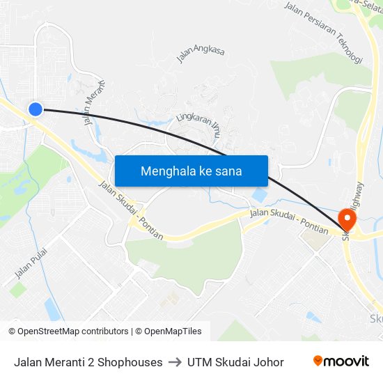 Jalan Meranti 2 Shophouses to UTM Skudai Johor map