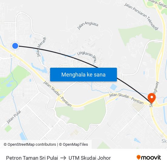 Petron Jalan Sri Pulai to UTM Skudai Johor map