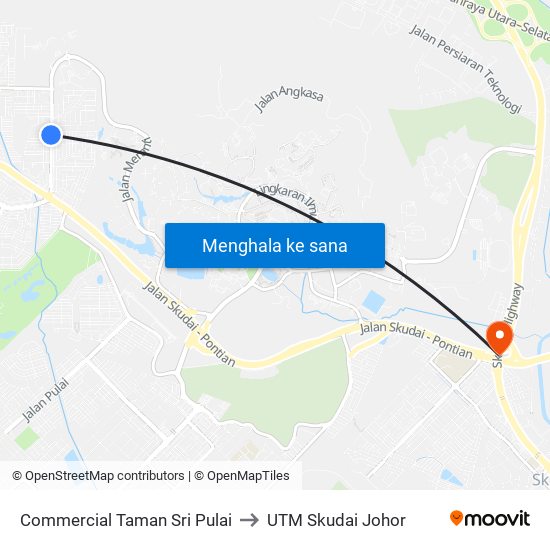 Medan Selera Tmn Sri Pulai 1 to UTM Skudai Johor map