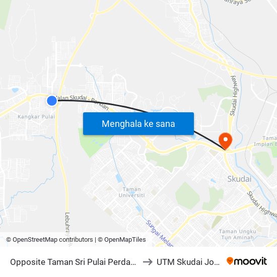 Opposite Taman Sri Pulai Perdana 2 to UTM Skudai Johor map