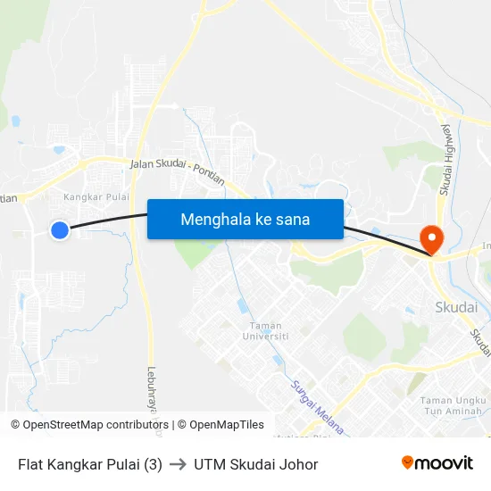 Flat Kangkar Pulai (3) to UTM Skudai Johor map