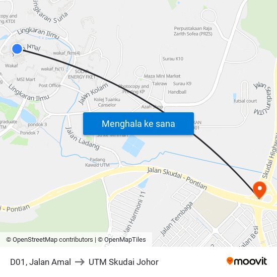 D01, Jalan Amal to UTM Skudai Johor map