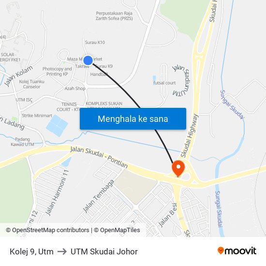 Kolej 9, Utm to UTM Skudai Johor map