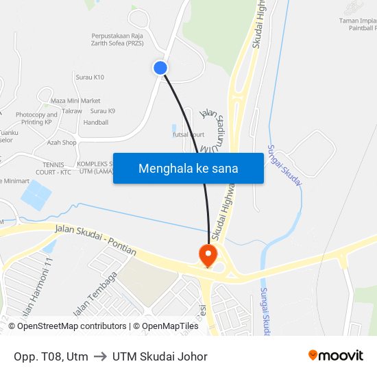 Opp. T08, Utm to UTM Skudai Johor map