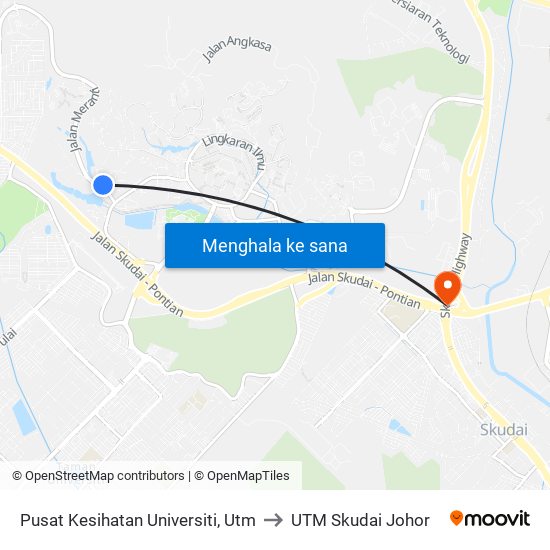 Pusat Kesihatan Universiti, Utm to UTM Skudai Johor map