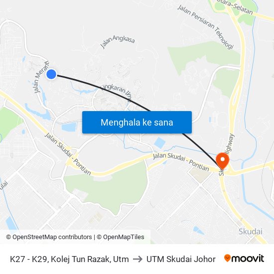 K27 - K29, Kolej Tun Razak, Utm to UTM Skudai Johor map