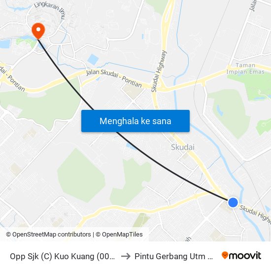 Petron Tuta to Pintu Gerbang Utm Skudai map