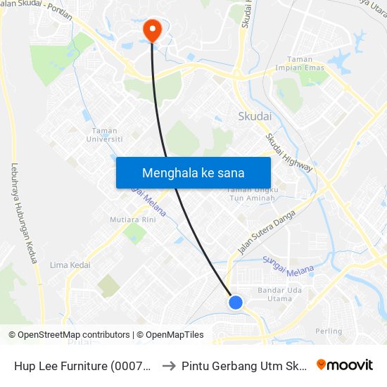 Taman Nusa Bestari 3 to Pintu Gerbang Utm Skudai map