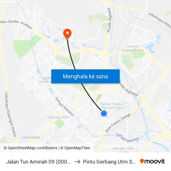 Opp Tan Furniture to Pintu Gerbang Utm Skudai map