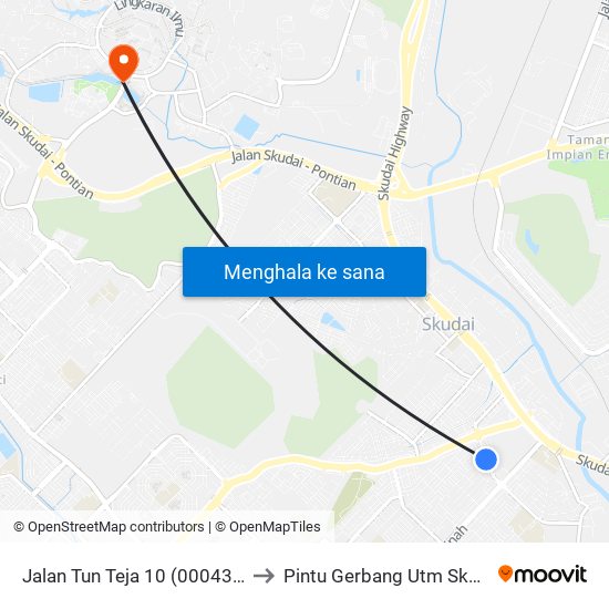 Jalan Tun Teja 10 (0004360) to Pintu Gerbang Utm Skudai map