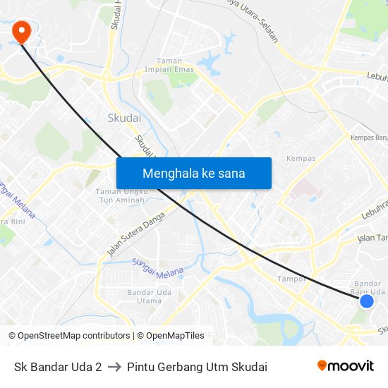 Sk Bandar Uda 2 to Pintu Gerbang Utm Skudai map