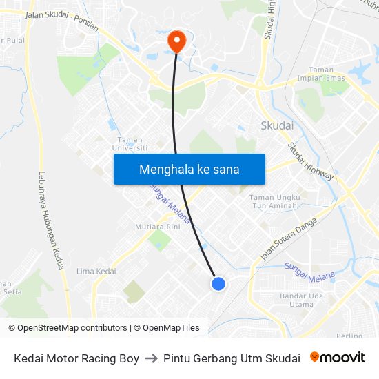 Kedai Motor Racing Boy to Pintu Gerbang Utm Skudai map